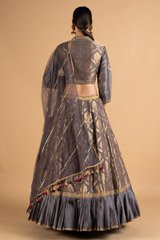 Dark Grey Chanderi LehengaDSC07884