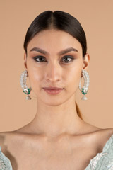 White and Green Leaf Earring