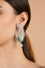 White and Green Leaf EarringDSC03775