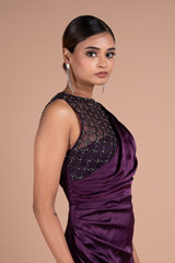 Purple Satin Drape DressDSC05684