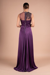 Purple Satin Drape DressDSC05686