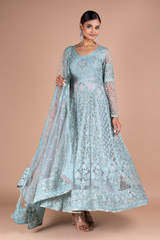 Blue And Grey Stary Night Anarkali