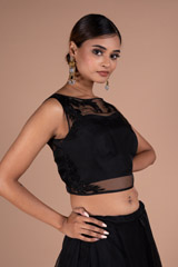 Black Organza Crop Top And SkirtDSC05549
