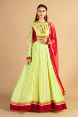 Green Georgette Aari Anarkali Suit