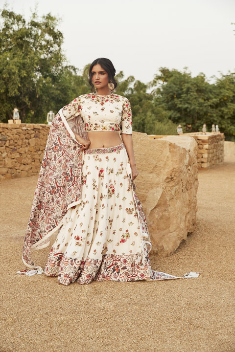 Ivory Chanderi Lehenga