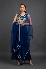 Deep Blue Slit Kurta Set_DSC7563-Edit