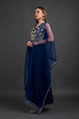 Deep Blue Slit Kurta Set_DSC7570-Edit