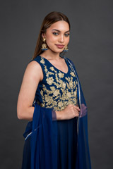 Deep Blue Slit Kurta Set_DSC7577-Edit