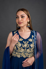 Deep Blue Slit Kurta Set_DSC7580-Edit