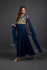 Deep Blue Slit Kurta Set_DSC7585-Edit