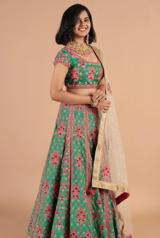 Emerald Green Pink Lehenga1