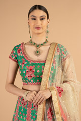 Emerald Green Pink LehengaDSC04932