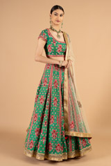 Emerald Green Pink LehengaDSC04934