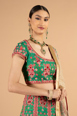 Emerald Green Pink LehengaDSC04935