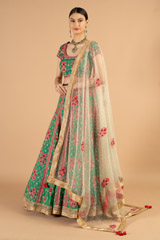 Emerald Green Pink LehengaDSC04939