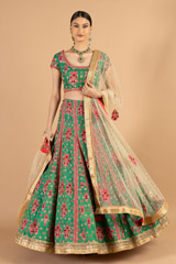 Emerald Green Pink LehengaDSC04941