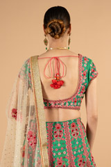 Emerald Green Pink LehengaDSC04943