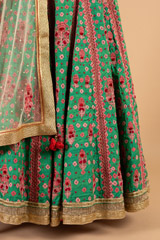 Emerald Green Pink LehengaDSC04944