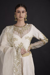 Ivory Chanderi Handloom Lehenga_DTR2922