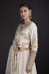 Ivory Chanderi Handloom Lehenga_DTR2925