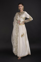 Ivory Chanderi Handloom Lehenga_DTR2926