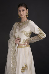 Ivory Chanderi Handloom Lehenga_DTR2927