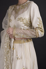 Ivory Chanderi Handloom Lehenga_DTR2928