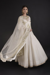 Ivory Chanderi Handloom Lehenga_DTR2930