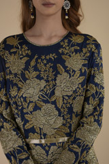 Blue Silk Trail Gown_DTR0757