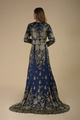 Blue Silk Trail Gown_DTR0762