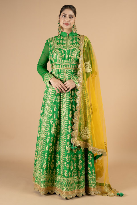 Green Golden Dori Anarkali Set