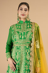 Green Golden Dori Anarkali SetDSC09011