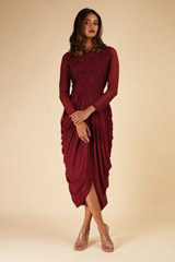 Marooon Cowl Jumpsuit