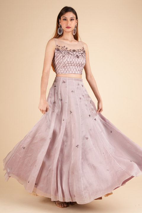 Lilac Crystal Top Bottom Set