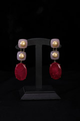 Pink Brick Onyx Earrings