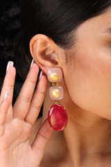 Pink Brick Onyx EarringsIMG_0856