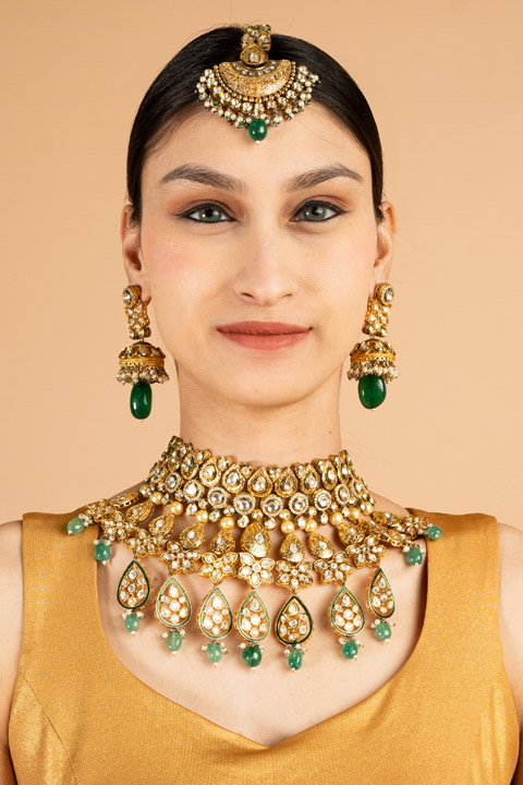Green Kundan Necklace Set
