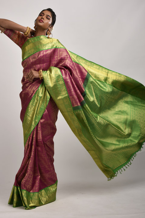Purple Zari Silk Saree