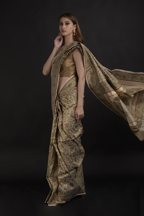 Beige Silk Saree