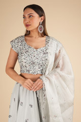 Silk Crystal Sequins And Bead LehengaDSC02050