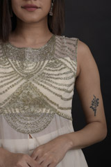 Ivory Embellished Top Bottom Set_DTR0793