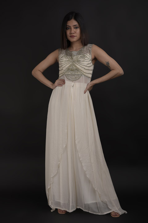 Ivory Embellished Top Bottom Set