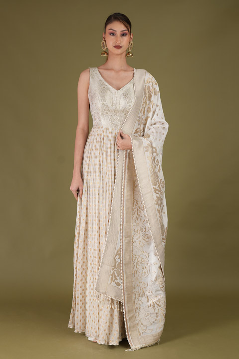 Brocade Gown With Dupatta
