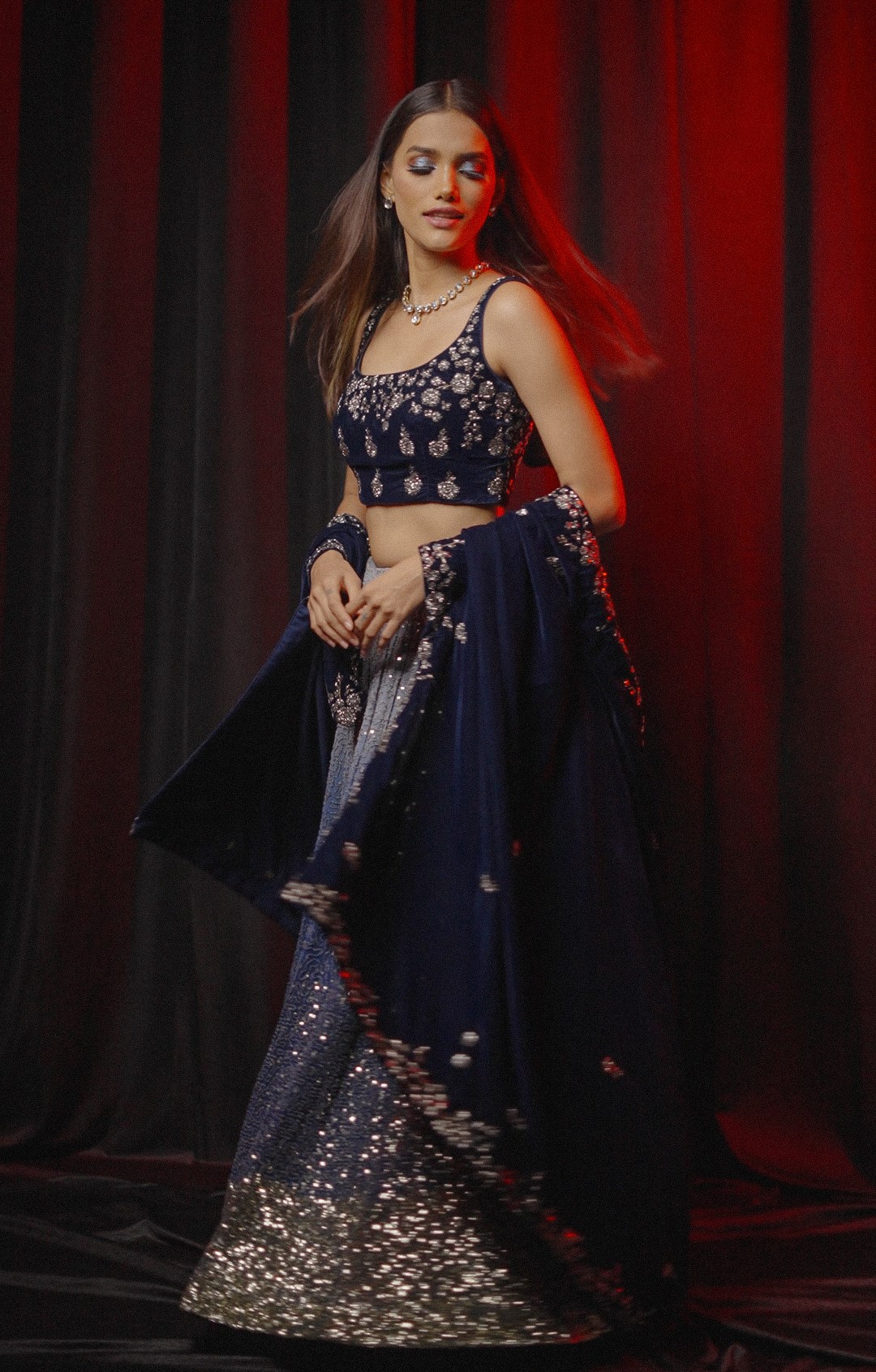 Blue Ombre Katdana Lehenga