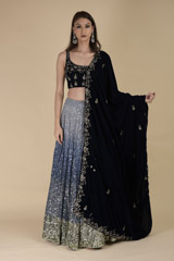 Blue Ombre Katdana Lehenga_DTR9666
