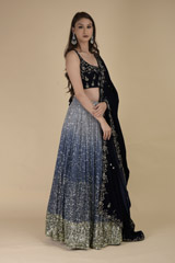 Blue Ombre Katdana Lehenga_DTR9667
