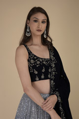 Blue Ombre Katdana Lehenga_DTR9668