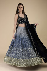 Blue Ombre Katdana Lehenga_DTR9670
