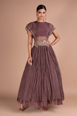 Coffee Brown Embroidered Gown