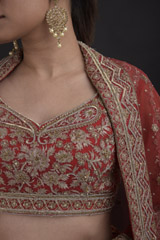 Red Banarasi Lehenga Set_DTR0643